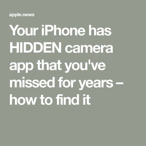 Your iPhone has HIDDEN camera app that you've missed for years – how to find it Hidden Ring Camera Ideas, How To Detect Hidden Cameras, How To Find Hidden Cameras, How To Check For Hidden Cameras, How To Unlock Iphone Without Passcode, Camera App, Hidden Camera, Apple News, How To Find