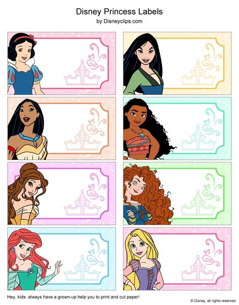 Disney Princess Name Tag Template, Princess Stickers Free Printable, Disney Princess Name Tag, Disney Name Tags, Princess Name Tag, Princess Party Food Labels, Disney Princess Stickers, Disney Princess Printables, Stickers Princess