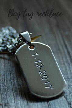 Custom dog tag necklace // boyfriend necklace with date // #dogtagnecklace #mensfashion #menaccessories Boyfriend Name Necklace, Necklace Boyfriend, Diamond Necklace Gift, Necklace Man, Date Necklace, Boyfriend Necklace, Man Necklace, Necklace Bar, Stamp Ideas