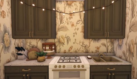 Bloxburg Kitchen Cottagecore, Cottage Bloxburg Kitchen, Cottagecore Bloxburg Interior, Bloxburg Mini Kitchen, Kitchen Wallpaper Bloxburg, Cottage Kitchen Bloxburg, Vintage Bloxburg Kitchen, Coquette Kitchen Bloxburg, Bloxburg Victorian Kitchen