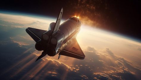 Free AI Image | Rocket powered spaceship takes off at dusk soaring through galaxy generated by AI Science Aesthetic Wallpaper Desktop, Rocket Science Aesthetic, Spaceship In Space, Spaceship Wallpaper, Spaceship Aesthetic, Rocket Wallpaper, Science Pics, Rocket In Space, Isro India