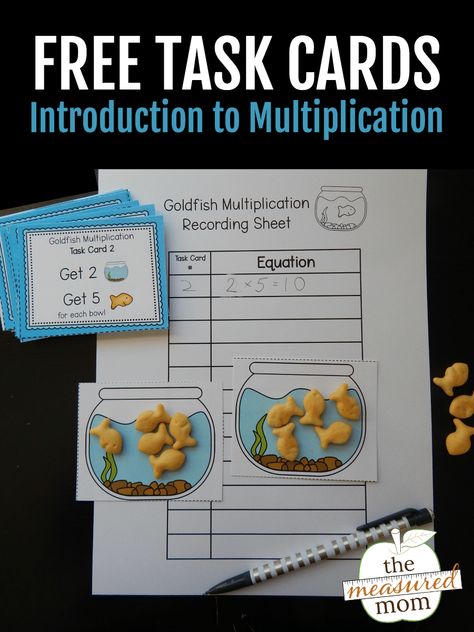 If you're introducing multiplication to your learners, they'll love this goldfish bowl activity! Grab some crackers, the task cards, and recording sheet, and you're ready to go! #thirdgrade #multiplication #teachingmath Hands On Array Activities, Multiplication Hands On Activities, Introducing Multiplication 3rd Grade, Hands On Multiplication, Introducing Multiplication, Multiplication Centers, Introduction To Multiplication, Multiplication Activity, Oppgaver For Barn