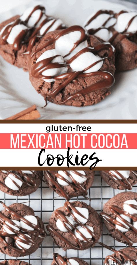 Gluten Free Xmas, Mexican Hot Cocoa, Gluten Free Christmas Treats, Gluten Free Mexican, Gluten Free Christmas Desserts, Gluten Free Holiday Cookies, Gluten Free Christmas Cookies, Hot Cocoa Cookies, Gluten Free Holiday