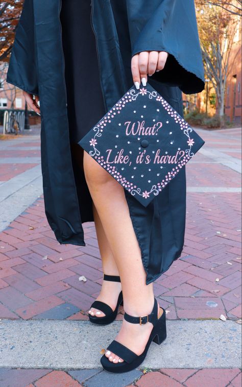 Pre Law Graduation Cap Designs, Minimal Grad Cap Design, Grad Cap Ideas Associates Degree, Grad Cap Family, Associates Degree Graduation Cap Ideas, Halloween Graduation Cap, Mph Graduation Cap, What Like It’s Hard Grad Cap, Grad Cap Designs Psychology