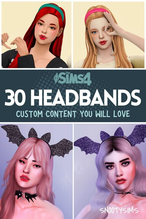 Sims 4 Headband Accessories, Sims 4 Hair With Headband, Sims 4 Maxis Match Headband, Sims Cc Headband, Ts4 Hair Accessories, Sims 4 Cc Headband Accessory, Sims 4 Cc Hair With Headband, Ts4 Head Accessories, The Sims 4 Cc Headband