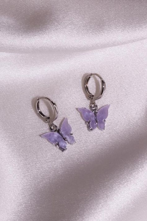 Ulzzang Accessories, Lavender Butterfly, Pretty Jewelry Necklaces, Starburst Earrings, Jewelry Accessories Ideas, Girly Accessories, Fancy Jewellery, Butterfly Jewelry, Earrings Studs