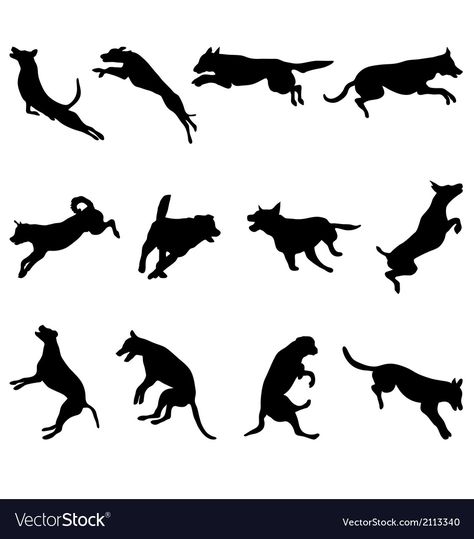 Dog Jumping Illustration, Dogs Jumping, Bike Silhouette, Dance Vector, Jumping Dog, Dog Jumping, Logo Dog, Rustic Logo, Flying Dog