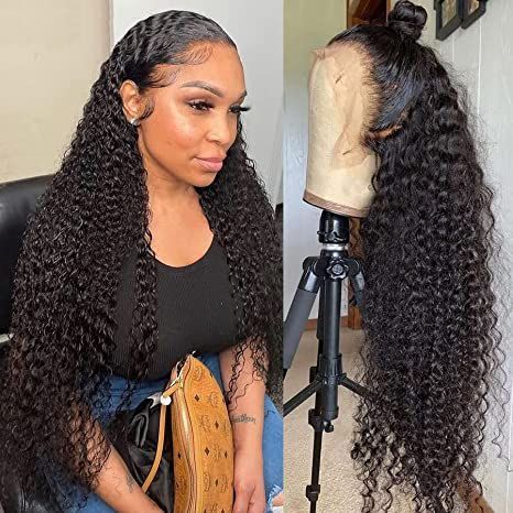 30 Inch Curly Human Hair Deep Wave HD Frontal Wigs for Black Women Brazilian 13x4 Wet and Wavy Water Wave Full Lace Front Wig (Density : 180%, Stretched Length : 30in) Curly Lace Frontal, Full Lace Front Wigs, Natural Hair Extensions, Curly Human Hair Wig, Curly Lace Front Wigs, Lace Closure Wig, Lace Hair, One Hair, Deep Wave