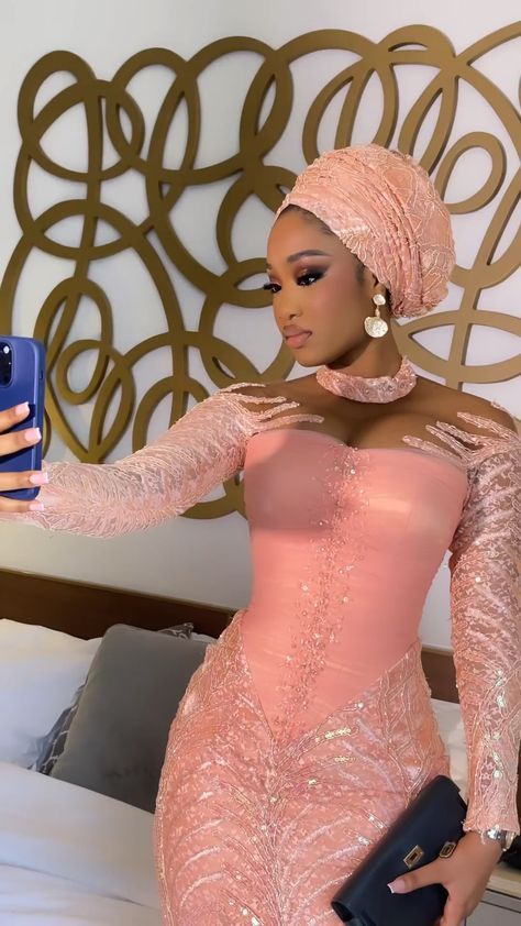 Lace Styles For Wedding Guest, Peach Dress Outfit, Nigerian Wedding Guest, Wedding Guests Dress, Asoebi Dress, Nigerian Traditional Dresses, Asoebi Lace Styles, Lace Styles For Wedding, Aso Ebi Lace Styles