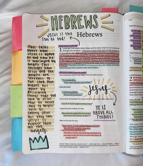 Hebrews 1, Bible Journal Notebooks, Bible Journaling Ideas Drawings, Bible Doodling, Bible Journal Notes, Bible Study Plans, Inspire Bible Journaling, Bible Study Notebook, Christian Bible Study