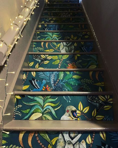 Vinyl Stair Risers, Abstract Boho Art, Wallpaper Stairs, Stair Decals, Stair Riser Decals, Stair Stickers, Stair Riser, Tile Stairs, Staircase Decor