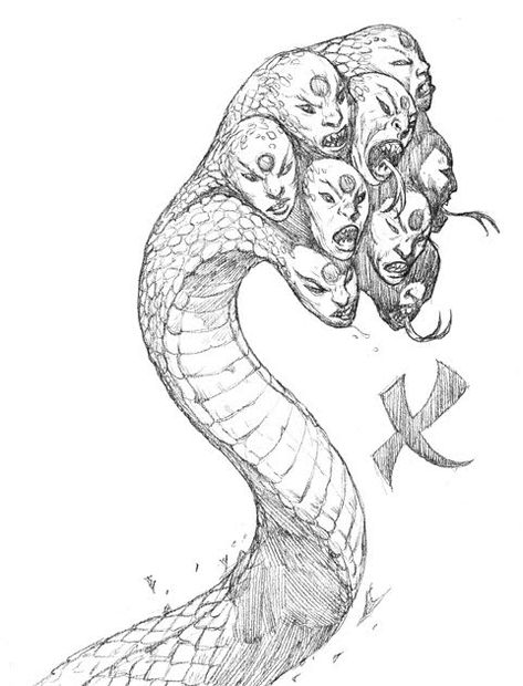 X is for Xiang Yao  In Chinese mythology, Xiang Yao is a monstrous serpent with nine human heads that accompanies the black dragon Gong-gon... Serpent Tattoo, Chinese Mythology, Tattoo Life, Dragon Drawing, Mythological Creatures, Sea Monsters, Monster Design, Creature Concept Art, Creature Concept