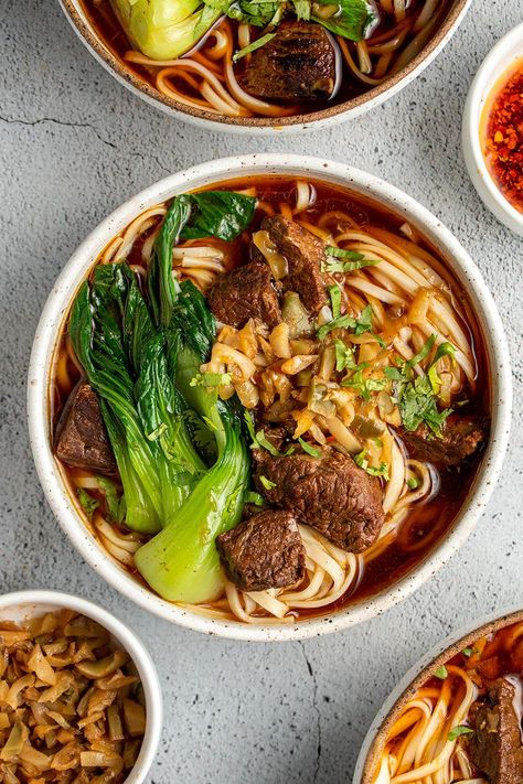 Slow-Simmered Taiwanese Beef Noodle Soup Is the Ultimate Winter Dish Taiwanese Beef Noodle Soup, Beef Soup Bones, Longevity Noodles, Chinese Noodle Recipes, Pickled Mustard Greens, Pan Fried Noodles, Noodle Soup Recipe, Beef Noodle Soup, Chinese Noodles