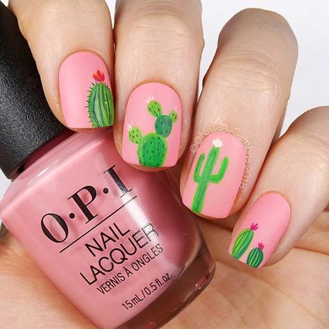 Cactus Nails, Tropical Nail Designs, Nail Art Halloween, Tropical Nails, Super Cute Nails, Heart Nail, Nail Art Designs Summer, Cute Summer Nails, New Nail Art