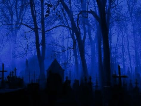 Dark Blue Gothic Aesthetic, Blue Cemetery Aesthetic, Spooky Blue Aesthetic, Blue Mansion, Blue Emo Aesthetic, Blue Vampire, Dark Blue And Purple Aesthetic, Blue Board, Blue Vampire Aesthetic