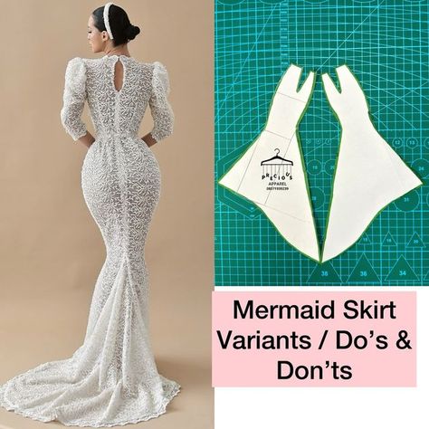 Mermaid Skirt Pattern, Mermaid Dress Pattern, Dress Illustration, Mermaid Skirt, Pattern Drafting, Diy Sewing Clothes, Like And Share, Mom Dress, Dress Sewing Pattern