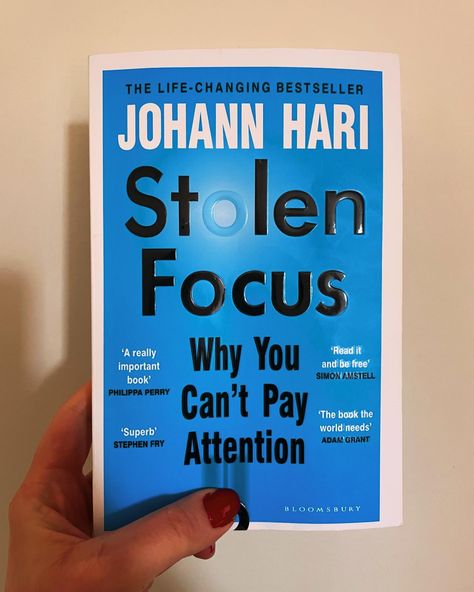 My first Books + Browse post is now on FF! 📚 This month’s book rec is ‘Stolen Focus’ by @johann.hari. Not to be dramatic, but this is possibly one of the most important books of the century. 💡If you look at my copy of the book, I’ll admit that almost every page has something underlined and a folded down top corner! In the book, Hari asks key questions related to our digital age, namely how we can gain back control not only of our focus but also our essence as human beings. ✨ I also recomme... Stolen Focus, Johann Hari, Simon Amstell, Adam Grant, Life Changes, Book Worms, Look At, Essence, Key