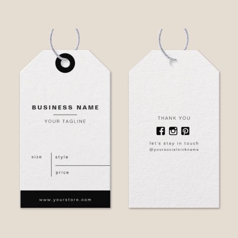 Simple Minimalist Business Name Price Hang Tags - Clothing Label