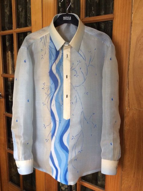 Blue Barong, Modern Barong, Cultural Outfits, Philippines Fashion, Barong Tagalog, Corset Sewing Pattern, Modern Minimalist Wedding, Men Stylish Dress, Long Frocks