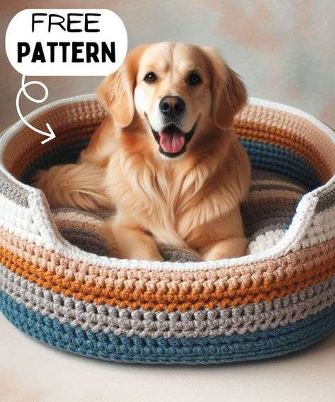 Crochet Pet Bed Free Pattern Pet Bed Crochet Pattern, Crochet Dog Bed Large, Crochet Cat Bed Free Pattern Chunky Yarn, Dog Bed Crochet Pattern Free, Pet Bed Crochet, Crochet Dog Bed Free Pattern Large, Crochet Dog Beds Free Patterns, Crochet Dog Bed Pattern, Crochet Dog Carrier Free Pattern