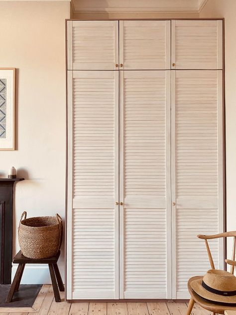 Wardrobe Louvre Doors, Louvre Wardrobe Doors, Modern Shutters Indoor, Boho Wardrobe Furniture, Louvre Wardrobe, Wardrobe Shutters, Victorian Wardrobe, Shutters Indoor, Victorian Flat