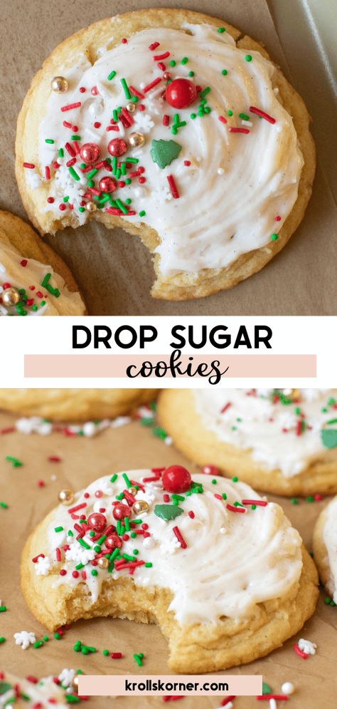 Drop Sugar Cookies with Vanilla Buttercream Frosting • Kroll's Korner