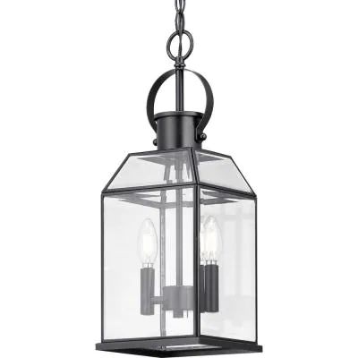 Canton Heights 2-Light Matte Black Outdoor Pendant Light with Clear Beveled Glass Outdoor Pendant Light, Front Porch Lighting, Glass Panes, Outdoor Pendant Lights, Easy Fashion, Outdoor Hanging Lanterns, Light Hanging, Outdoor Pendant Lighting, Exterior Remodel