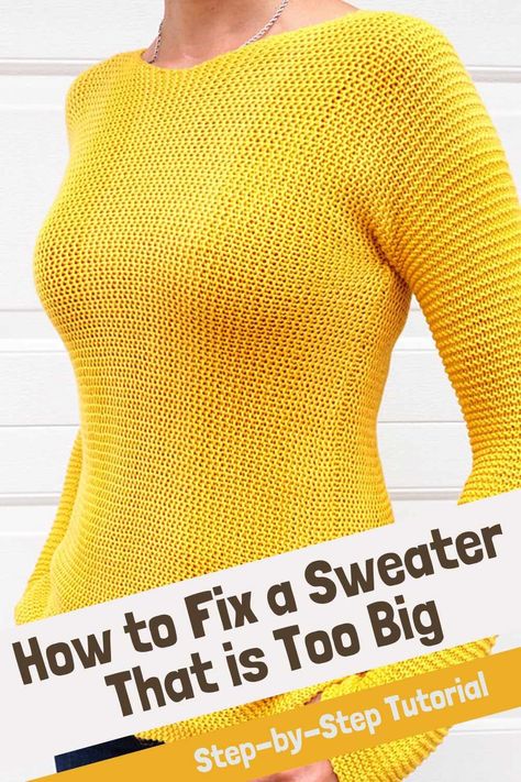 Revamp your oversized sweater into a perfectly tailored piece with our comprehensive guide! Learn step-by-step how to slim and refit your sweater for a sleeker, more flattering fit. Follow expert advice, utilize basic knitting tools, and discover your creativity to transform your wardrobe favorite effortlessly! In this comprehensive guide, along with the talented knitting expert 10rowsaday, will guide you through a simple step-by-step workshop that caters to both beginners and seasoned knitters. How To Make A Sweater Smaller, How To Shorten A Sweater, Urbaki Crochet, Shrunken Sweater, Basic Knitting, Knitting Tips, Big Sweaters, Knitting Tools, Knitted Wit