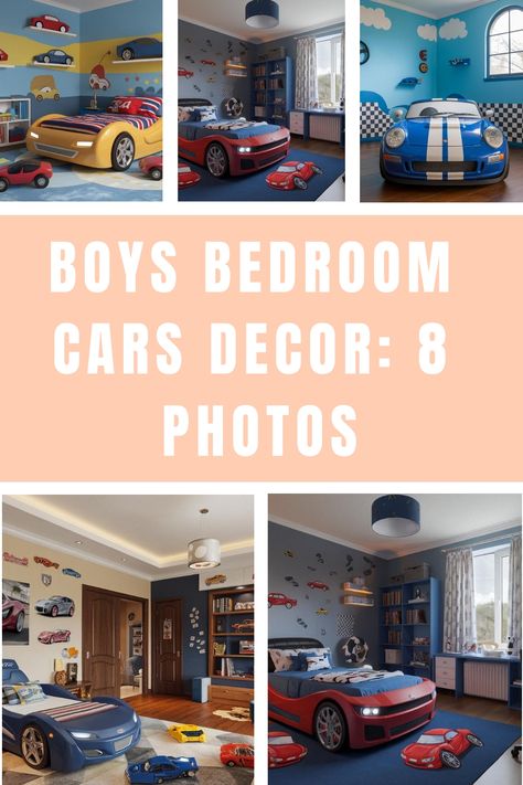 Boys Bedroom Cars Decor: 8 Photos Diy Race Car Bed, Dinosaur And Car Bedroom, Race Car Bedroom Ideas For Boys, Boys Bedroom Cars, Pixar Cars Room, Toddler Car Room, Boys Car Themed Bedroom, Car Theme Bedroom, Racing Bedroom