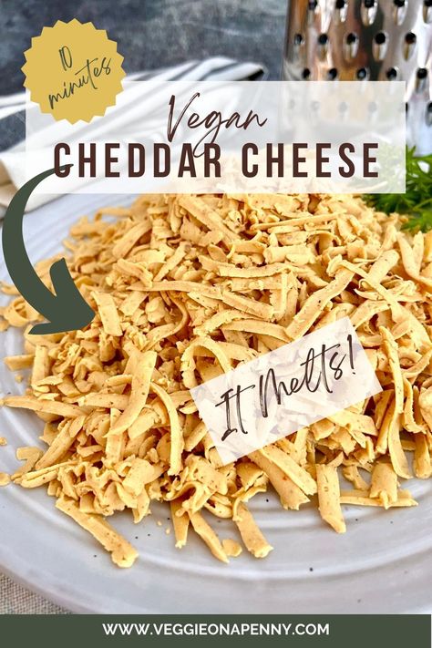 The best and easiest vegan shreddable cheddar cheese. And it melts! Save half the cost of buying this and keep extras in your freezer to have on hand for your favorite lasagna, pizza, or cheesy garlic bread. Shreddable Vegan Cheddar Cheese, Vegan Cheddar Cheese Recipe, Lasagna Pizza, Vegan Shredded Cheese, Cheddar Cheese Recipes, Dairy Free Cooking, Vegan Cheddar Cheese, Vegan Cheddar, Vegan Mozzarella