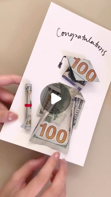 Valentina Balance on Instagram: "This is what they want for graduation (full version) #graduation #giftideas" Graduate Present Ideas, Cute Graduation Money Gift Ideas, Make A Graduation Cap, Gift For Graduate, Graduation Money Ley, Money For Graduation Gift Creative, Diy Money Graduation Gifts, How To Fold A Dollar Bill Into A Graduation Cap, Graduation Cap Origami Dollar Bills