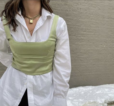 Sage Tank Top Outfit, Green Outfit Aesthetic Concert, Sage Green Button Up Outfit, Sage Green Tank Top Outfit, Tds2 Outfit, Sage Green Top Outfit, Green Top Outfit Aesthetic, Sage Green Outfit Aesthetic, Sage Green Outfit Ideas