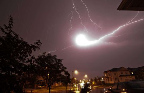 Strange weather phenomena around the world: © Karen Maraj/Flickr/CC BY-NC-ND 2.0: Ball lightning, Whitby, Ontario, Canada: Reports of spherical lightning bolts have been recorded since 17th century. But it wasn’t until 2012, when a video of ball lightning in nature was captured, that the existence of the phenomenon was proved. However, due to inconsistencies and lack of reliable data, the cause of ball lightning still remains unknown and it’s impossible to predict where it could appear. Weird Weather, Fire Whirl, Frost Flowers, Ball Lightning, Strange Weather, Something To Talk About, Ball Aesthetic, Wild Weather, Lightning Bolts