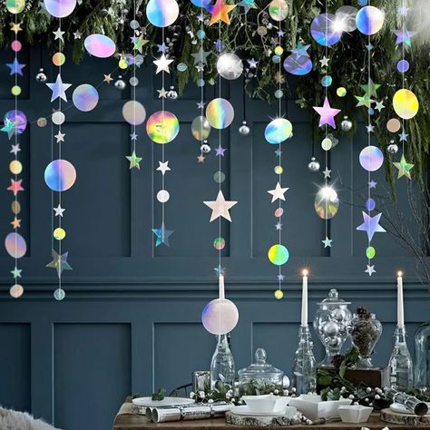 Illusion Theme Party, Dreams Party Theme, Space Party Decorations Diy, Girly Space Party, Reach Four The Stars Girl Party, Space Bachelorette Party, Fantasy Party Decorations, New Year Party For Kids, Disco Kids Party