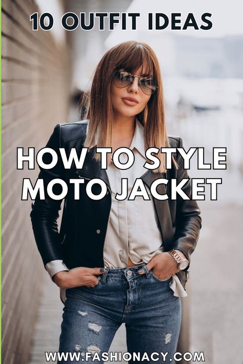 How to Style Moto Jacket, Outfit Ideas Moto Jacket Outfit Casual, Moto Jacket Outfit, Jacket Outfit Ideas, Jacket Outfit Women, Outfit Ideas For Women, Jacket Outfit, Fashion Tips For Women, How To Style, Moto Jacket