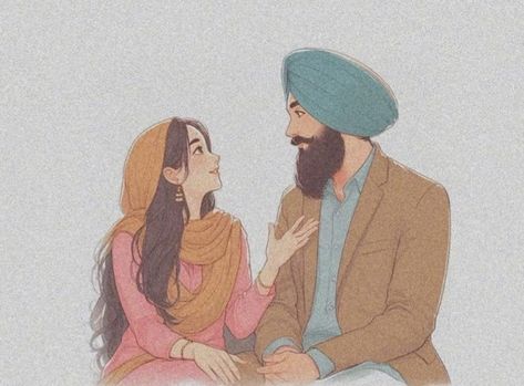 Punjabi Couple Drawing, Punjabi Couples Pics, Punjabi Illustration, Sardar Sardarni Couple, Sardar Sardarni Couple Cartoon, Birthday Wishes Reply, Couple Dps, Best Whatsapp Dp, Likeable Quotes