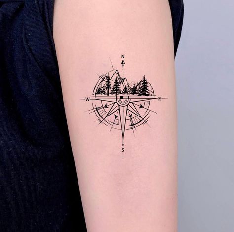 Travel Tattoo Ideas, Tattoo Mountain, Cool Nature, Travel Tattoos, Passport Stamps, Nature Tattoos, Pack Your Bags, Travel Tattoo, Compass Tattoo