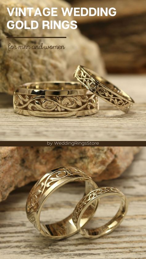 Gay Wedding Rings For Men, German Wedding Traditions, Mens Engagement Rings, Gold Rings For Men, Custom Gold Rings, Gemstones Rings, Vintage Style Wedding Rings, Gold Wedding Bands, Engagement And Wedding Rings