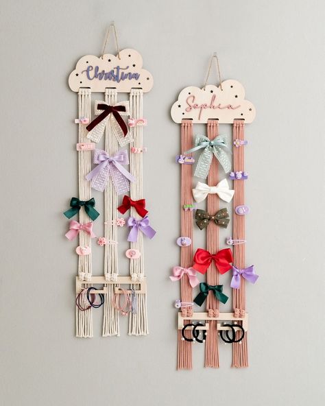 Add a touch of handcrafted charm to your little one's nursery with this macrame bow holder. Perfect for keeping hair bows and headbands organized and beautifully displayed, it's a thoughtful gift for any parent who appreciates handmade touches. 🌟 ✨ Discover these heartfelt creations at https://beandaikon.etsy.com/listing/1669520210 or reach out to us directly. #homeinspiration #macramedecor #bohemianstyle #artisanalcrafts #homestyling #bohoart #nurserydecor #macramedesigns #handcraftedhome ... Macrame Bow Holder, Macrame Bow, Headband Organizer, Macrame Wall Art, Bow Holder, Macrame Decor, Creative Home Decor, Heartfelt Creations, Macrame Art