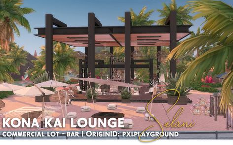 Sims 4 Sulani, Restaurant Details, Luxury Townhouse, Jungle Adventure, Island Living, Outdoor Retreat, Sims 4 Houses, Waterfront Homes, Sims House