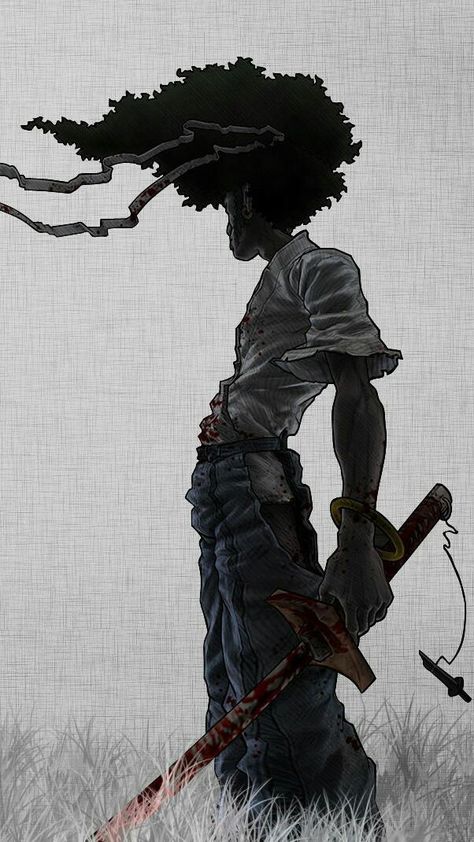 Afro Samurai Aesthetic, Afro Samurai Pfp, Takashi Okazaki, Samurai Wallpaper, Afro Samurai, Canvas Wall Art Living Room, Samurai Anime, Samurai Champloo, Samurai Tattoo