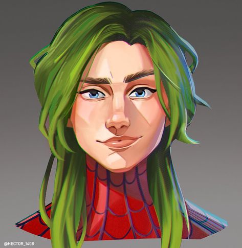 Spider-man Atsv Art Style, Spidersona Portrait, Spiderverse Style Study, Spiderverse Art Style Study, Spiderverse Portraits, Spiderman Art Style, Spider Verse Portrait, Spider Verse Face Claim, Spiderverse Face Claim