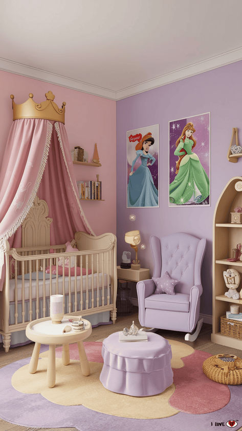 10 Baby Nursery Ideas for Girls: Creating the Perfect Space - I Luve It Disney Girl Nursery, Disney Nursery Girl, Nursery Ideas For Girls, Baby Girl Nursery Ideas, Girl Nursery Ideas, Small Room Nursery, Baby Nursery Ideas, Winter Porch Decor, Girly Nursery