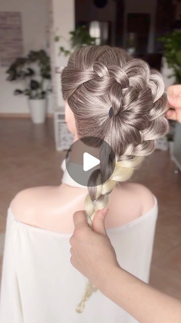 Argentea Lo 🇮🇹 | I 🩶 this beautiful braid updo!
Do you like? 👍🏻 or 👎🏻? 

#braidsformyhair #braids #braidsbraidsbraids #braidtutorial #waterfallbraid... | Instagram French Braid Bun Hairstyles, Braid Bun Hairstyles, Braid Into Bun, French Braid Bun, Braid Bun, Braid Updo, Waterfall Braid, Braid Tutorial, Beautiful Braids