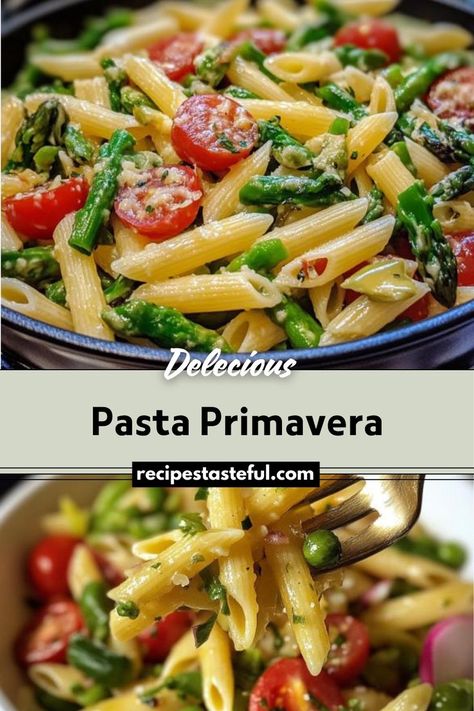 A vibrant and fresh pasta dish packed with colorful vegetables and a light sauce. It’s perfect for a quick and nutritious meal, and can be served with a creamy or non-creamy sauce. Primavera Pasta, Primavera Recipe, Pasta Primavera Recipe, Light Sauce, Festive Appetizers, Christmas Recipes Easy, Pasta Primavera, Colorful Vegetables, Tomato Vegetable