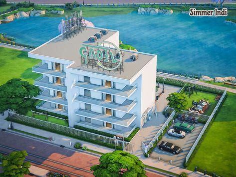 Korean Apartment Building Exterior, Modern Apartment Complex Exterior, Sims 4 Dormitory, Apartment Complex Sims 4, Sims 4 Apartment Complex Build, Sims 4 Empty House, Big Modern Apartment, Apartment Complex Exterior, Sims 3 Apartment