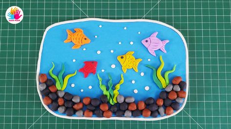 Fish Aquarium with clay for kids easy step by step. Clay Competition For Kids, Clay Fish For Kids, Clay For Kids Easy, Clay Moulding Ideas For Kids, Clay Modelling For Kids Competition, Clay Modelling Ideas For Competition, Clay Modeling Ideas, Clay Art For Kids Easy, Clay Aquarium