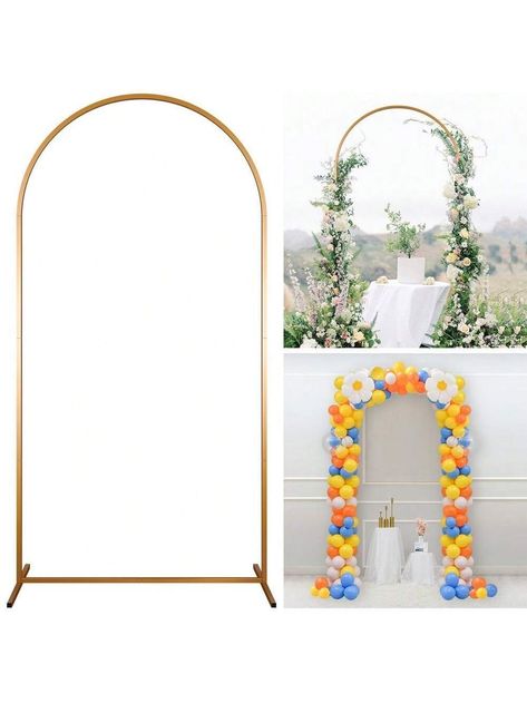 6.6ft Metal Wedding Arch Backdrop Stand Arched Frame for Wedding Party Ceremony Anniversary | SHEIN USA Metal Arch Decoration Birthday, Arch Backdrop Panels Wedding, Spandex Arch Backdrop, Arch Backdrop Dimensions, Metal Arch Backdrop, Arch Backdrop Stand, Wedding Arch Backdrop, Metal Wedding Arch, Garden Backdrops