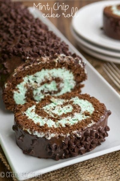 Easy Cake Roll, Mint Chip Cake, Mint Desserts, Chocolate Roll Cake, Kek Lapis, Crazy For Crust, Cake Roll Recipes, Chocolate Roll, Roll Cake