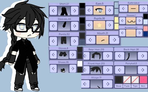 gacha boy clothes 
black suit
Long hair
Glasses Guy Gacha Life Outfits, Gacha Club Male Outfits Suit, Gacha Life Outfits Guys, Gacha Life Suit Ideas, Gacha Life King Outfits, Gacha Life Outfits Boys Y2k, Gacha Life Outfits For Boys, Gacha Life Outfits Boys Hair, Gacha Clothes Ideas Male